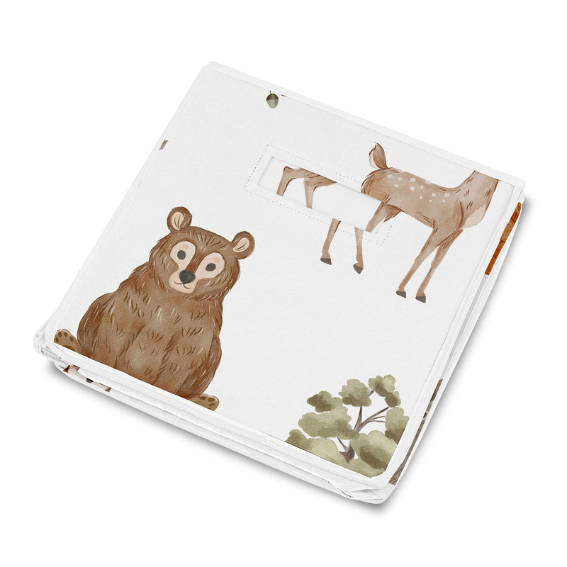 Watercolor Woodland Forest Animals Fabric Toy Bin Storage
