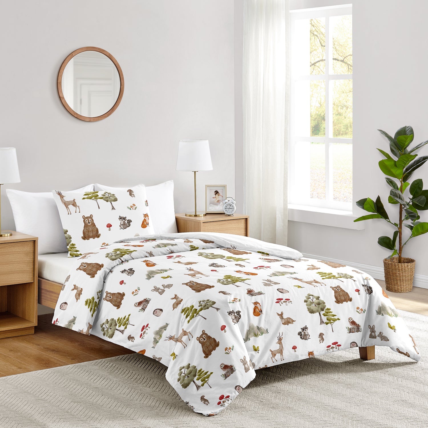 Watercolor Woodland Forest Animals Collection Twin Bedding