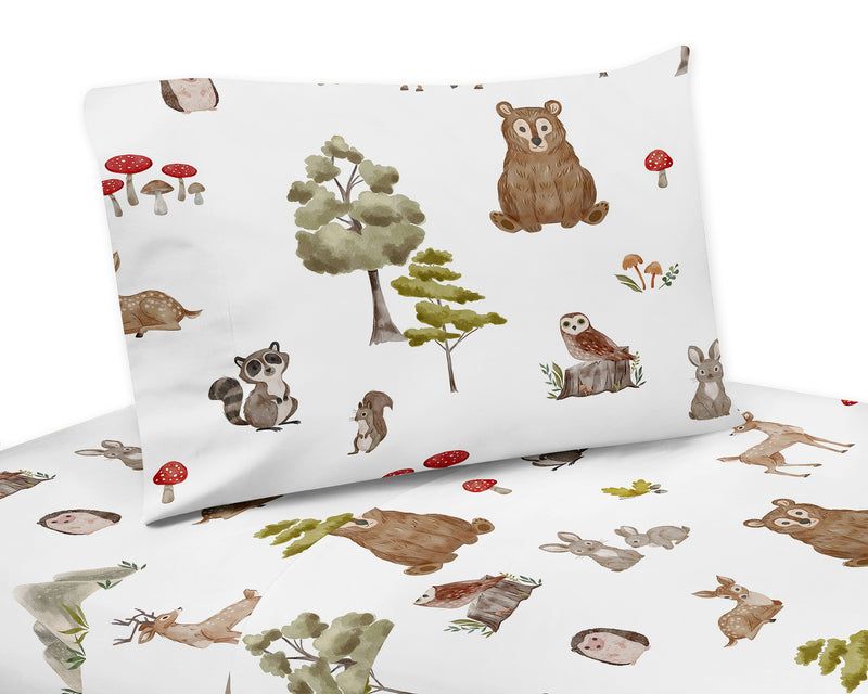 Watercolor Woodland Forest Animals Twin Sheet Set