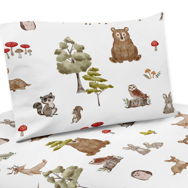 Watercolor Woodland Forest Animals Twin Sheet Set