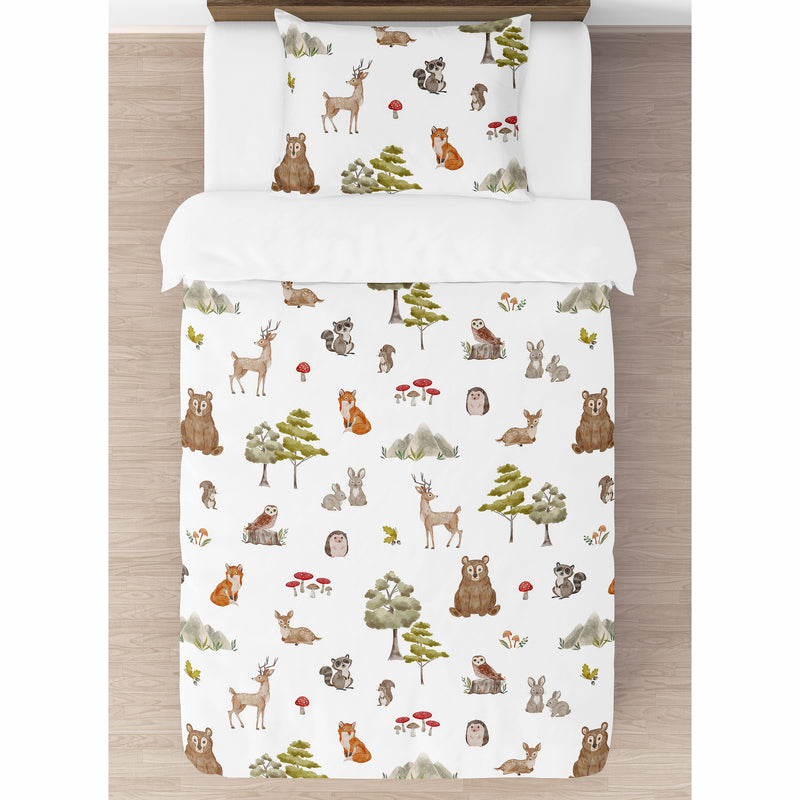 Watercolor Woodland Forest Animals Collection Twin Bedding