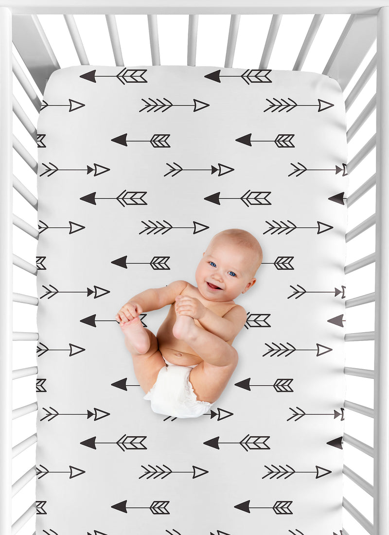 Fox Black and White Collection Crib Sheet