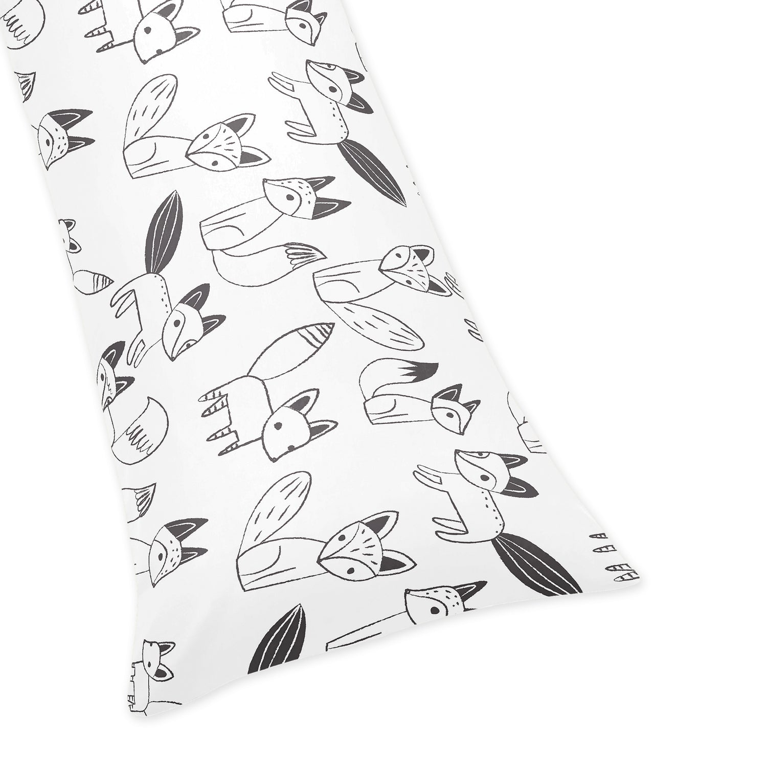 Fox Black and White Collection Full Length Body Pillow Cover
