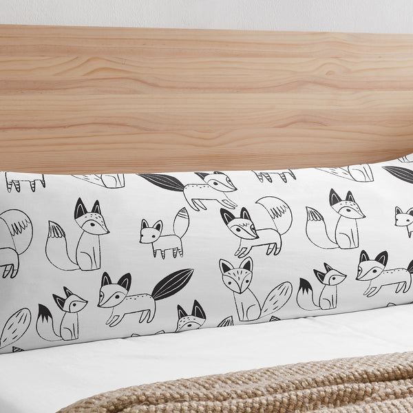 Fox Black and White Collection Full Length Body Pillow Cover alternate view