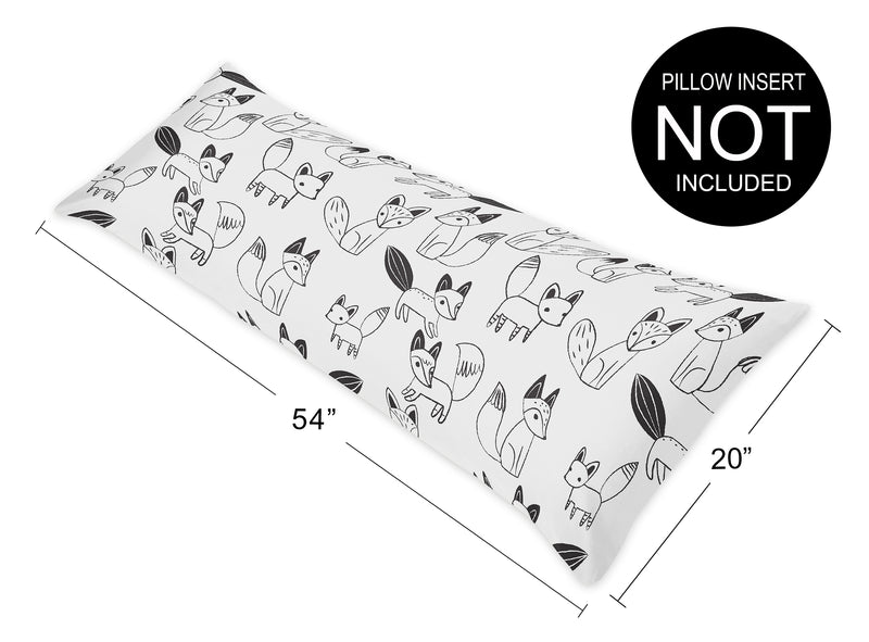 Fox Black and White Collection Full Length Body Pillow Cover