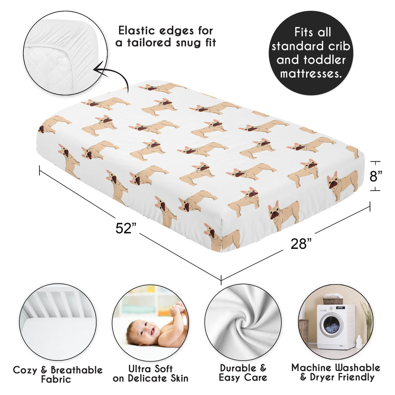 Cartoon Puppy Collection Frenchie Crib Sheet