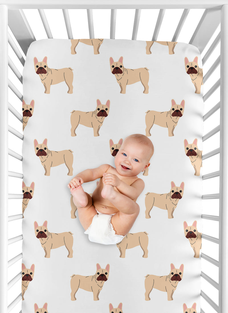 Cartoon Puppy Collection Frenchie Crib Sheet