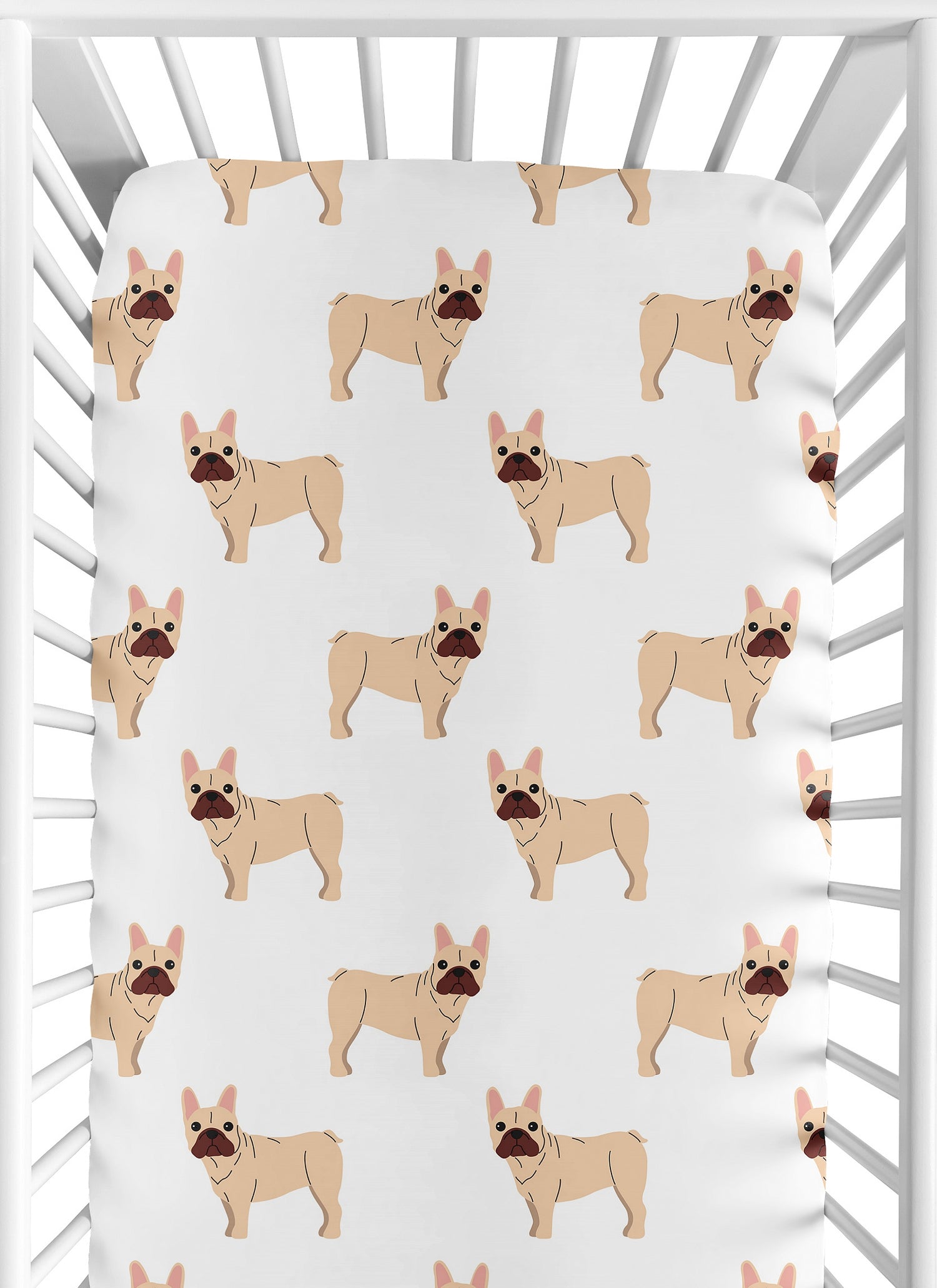 Cartoon Puppy Collection Frenchie Crib Sheet