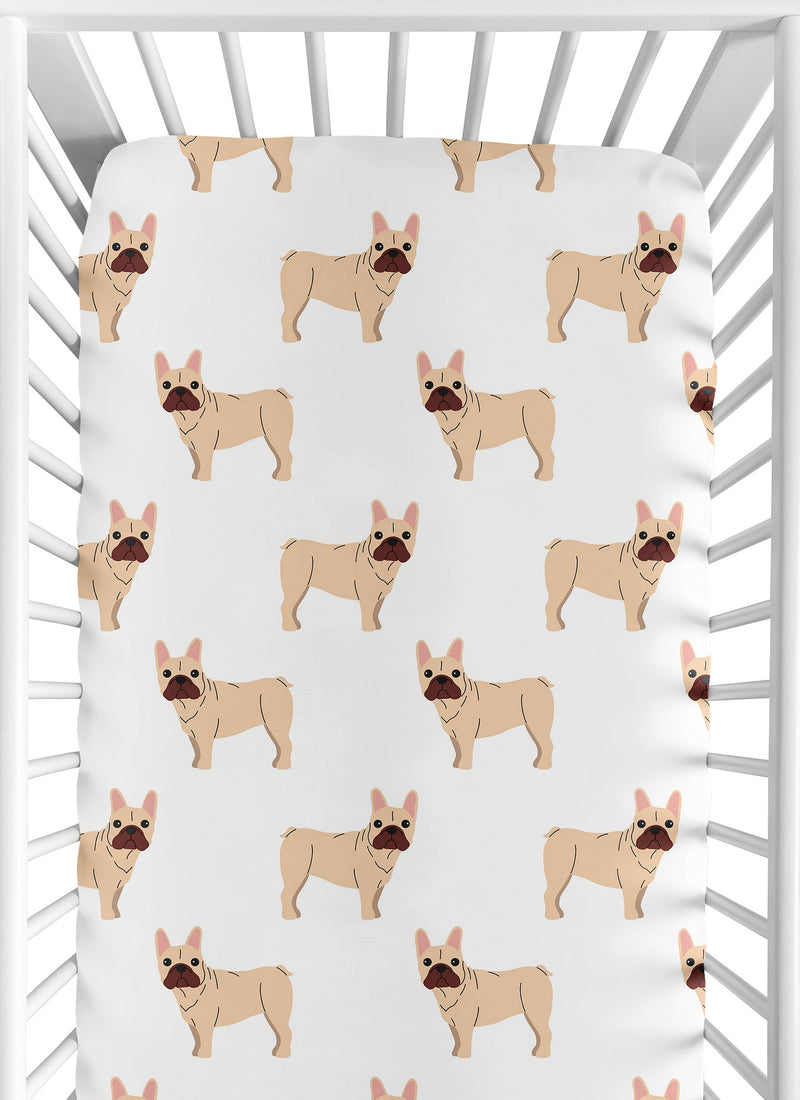 Cartoon Puppy Collection Frenchie Crib Sheet