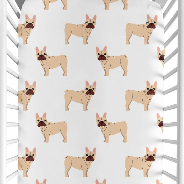 Cartoon Puppy Collection Frenchie Crib Sheet