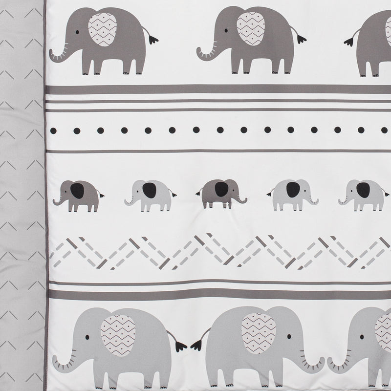 Boho Elephant Grey and White Collection 3 Piece Crib Bedding
