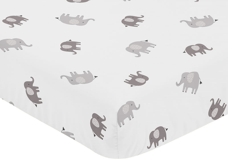 Boho Elephant Grey and White Collection 3 Piece Crib Bedding
