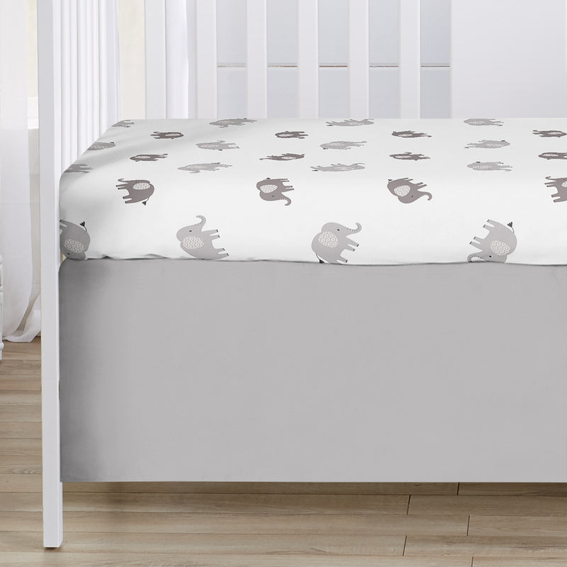 Boho Elephant Grey and White Collection 3 Piece Crib Bedding