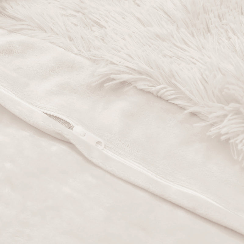 Boho Faux Fur Ivory Collection Full Length Body Pillow Cover