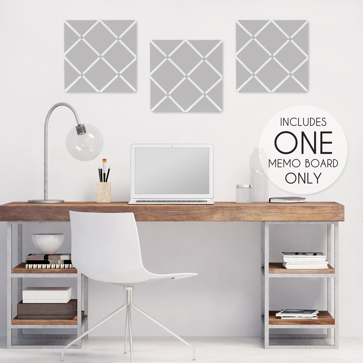 Trellis Gray And White Collection Fabric Memo Board