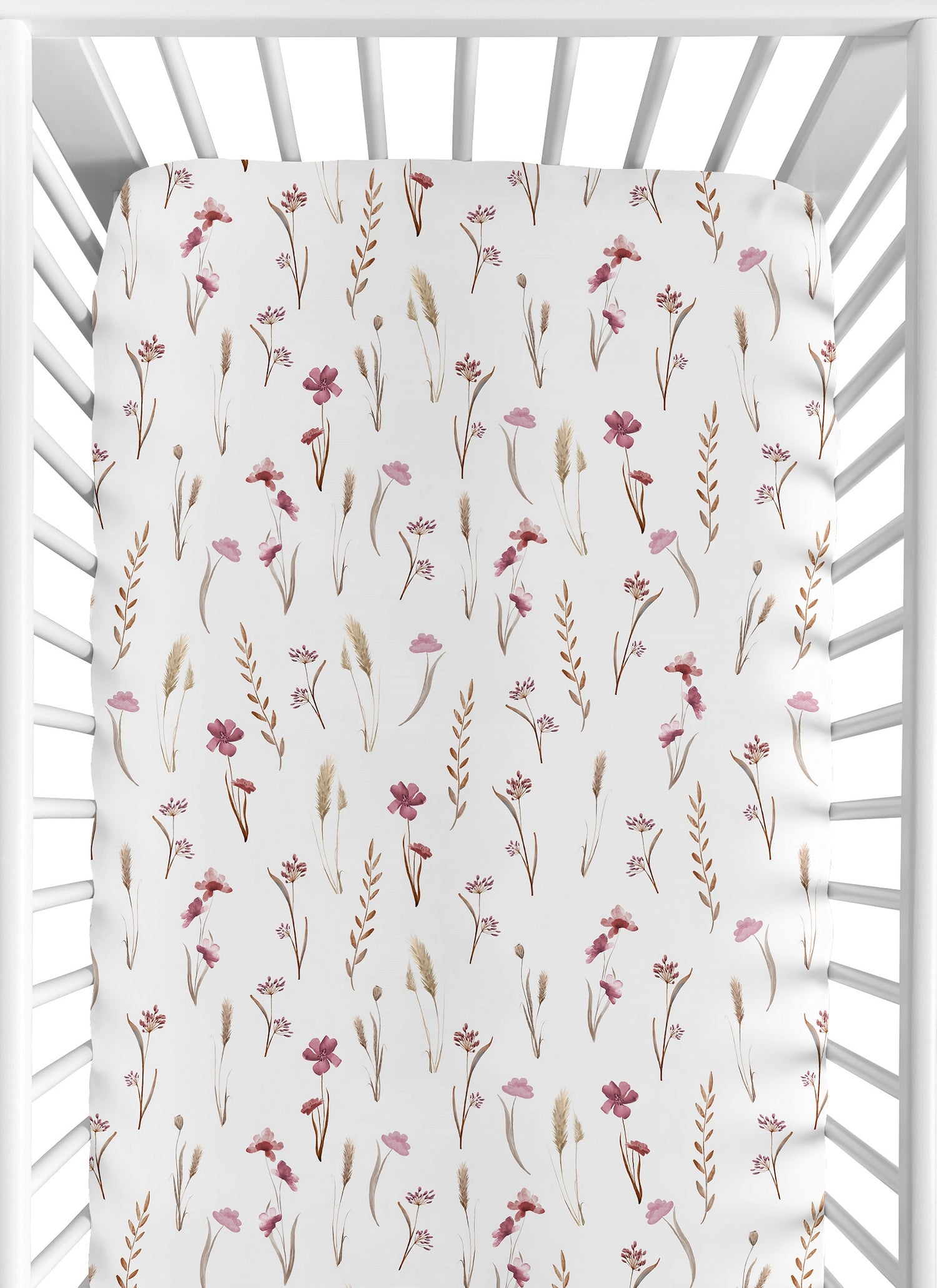 Watercolor Floral Garden Pink Collection Crib Sheet
