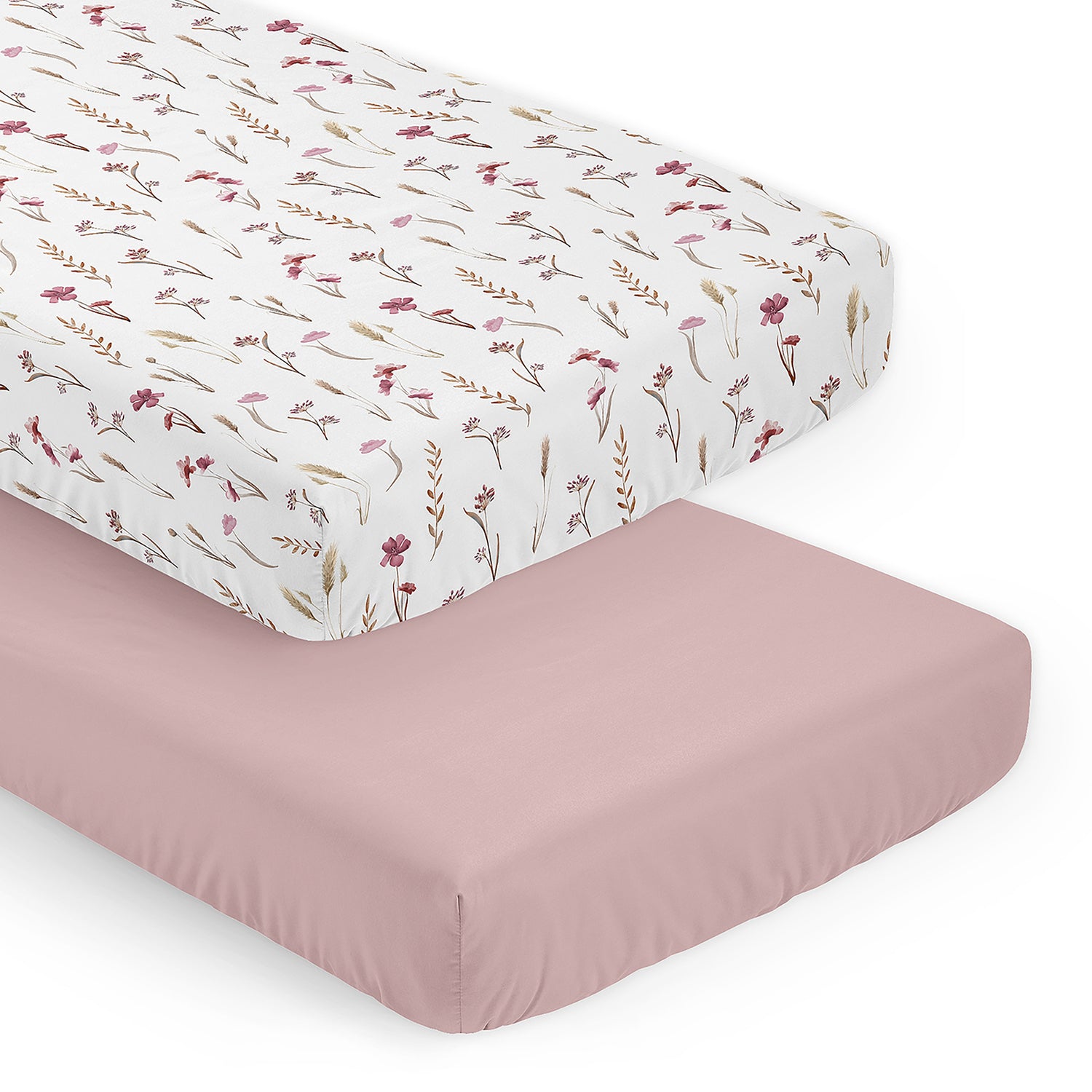 Watercolor Floral Garden Pink Collection 2 Pack Crib Sheets