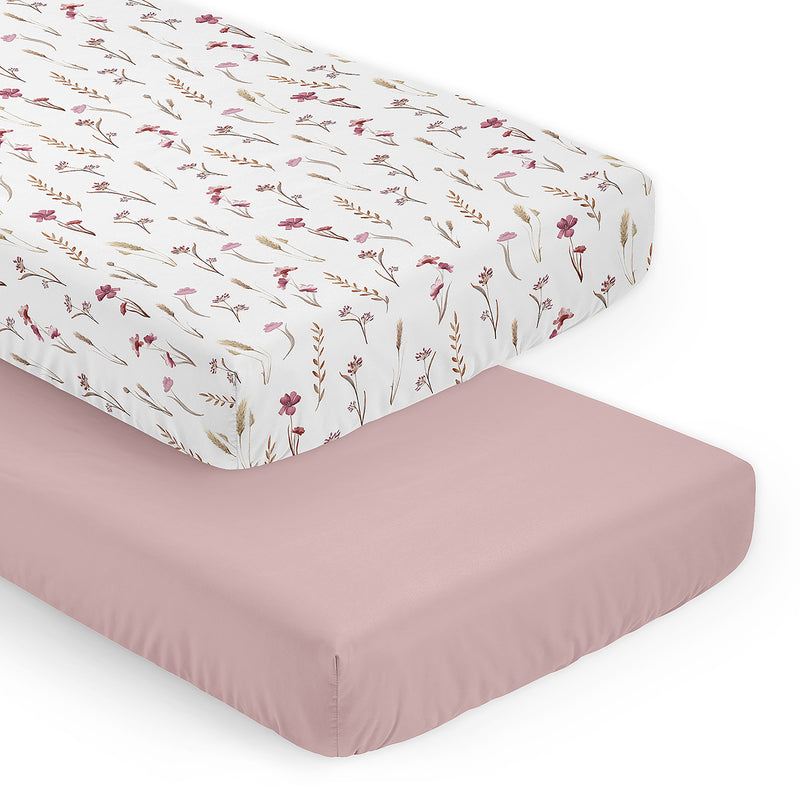 Watercolor Floral Garden Pink Collection 2 Pack Crib Sheets