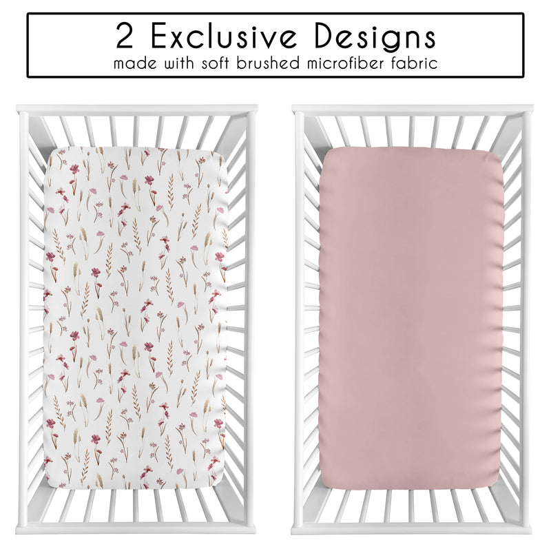 Watercolor Floral Garden Pink Collection 2 Pack Crib Sheets
