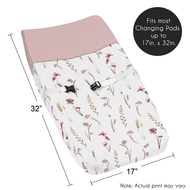 Watercolor Floral Garden Pink Collection Changing Pad Cover