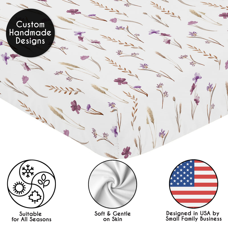 Watercolor Floral Garden Purple Collection 2 Pack Crib Sheets