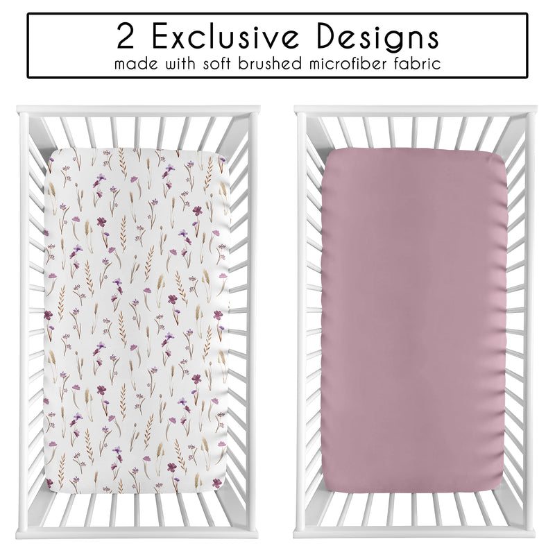 Watercolor Floral Garden Purple Collection 2 Pack Crib Sheets