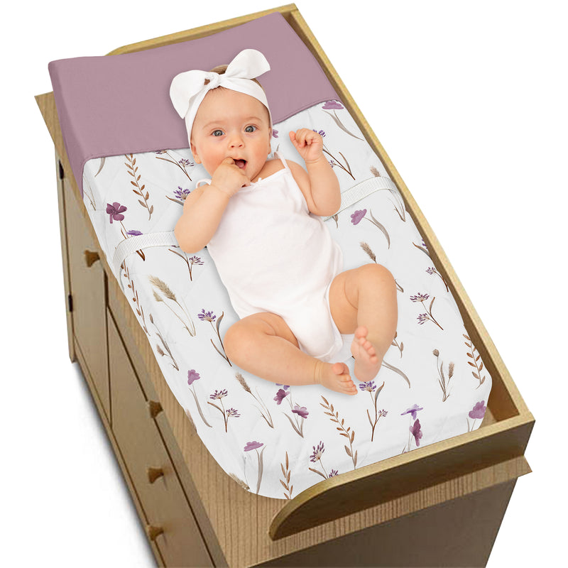 Watercolor Floral Garden Purple Collection Changing Pad Cover