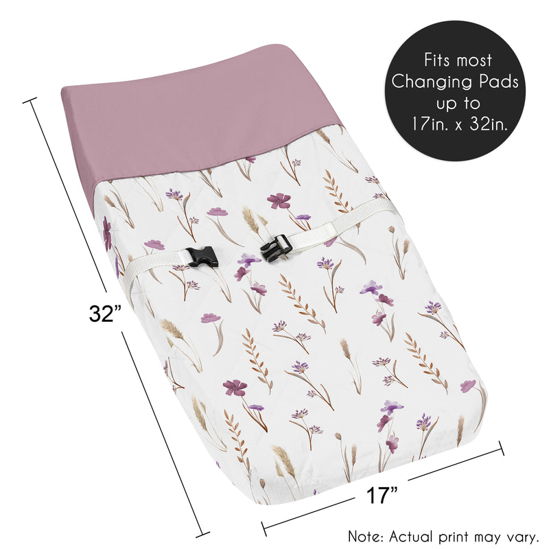 Watercolor Floral Garden Purple Collection Changing Pad Cover