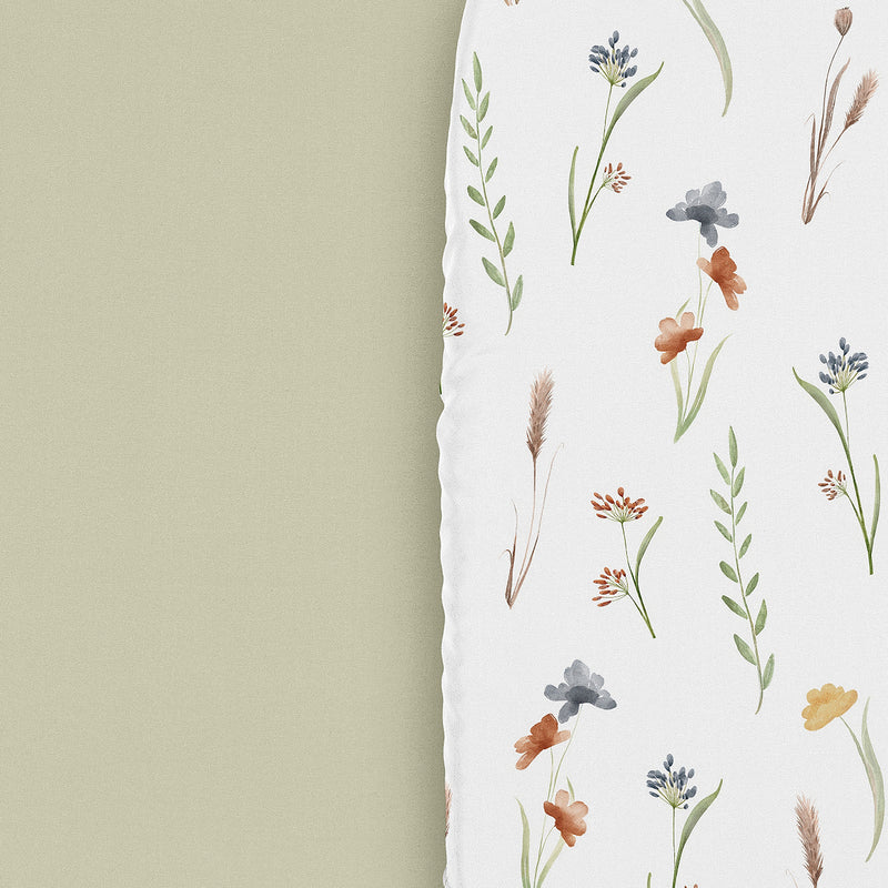 Watercolor Floral Garden Sage Green Collection 2 Pack Baby Bassinet Fitted Sheets