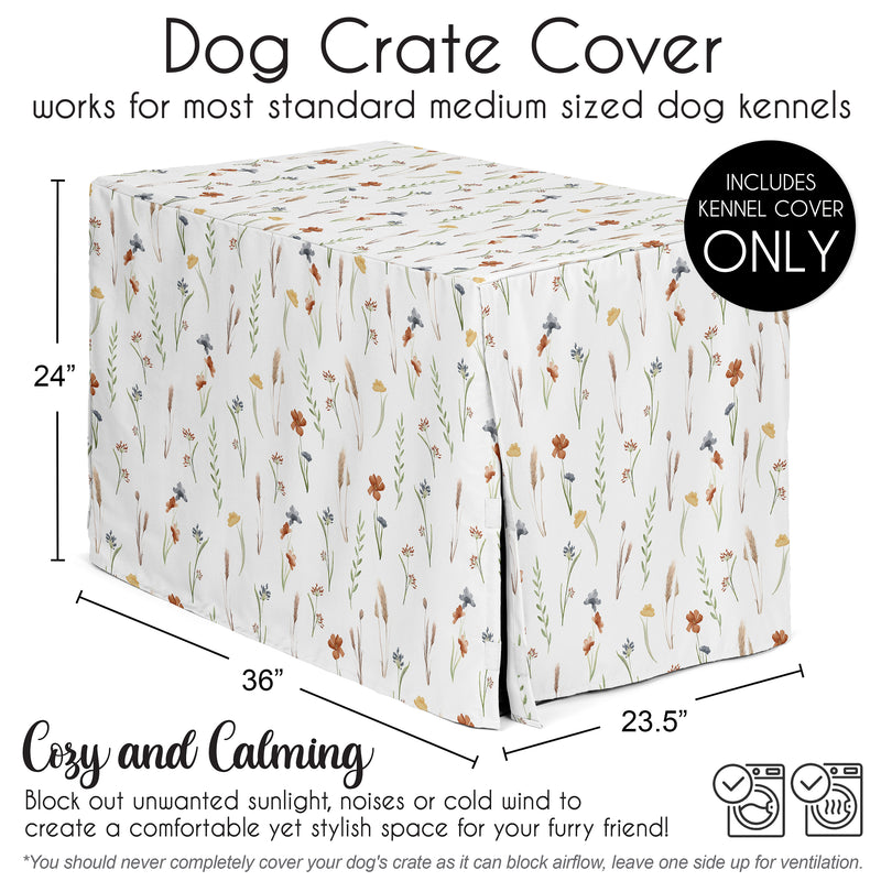 Watercolor Floral Garden Sage Green Collection Dog Crate Kennel Cover 36in.