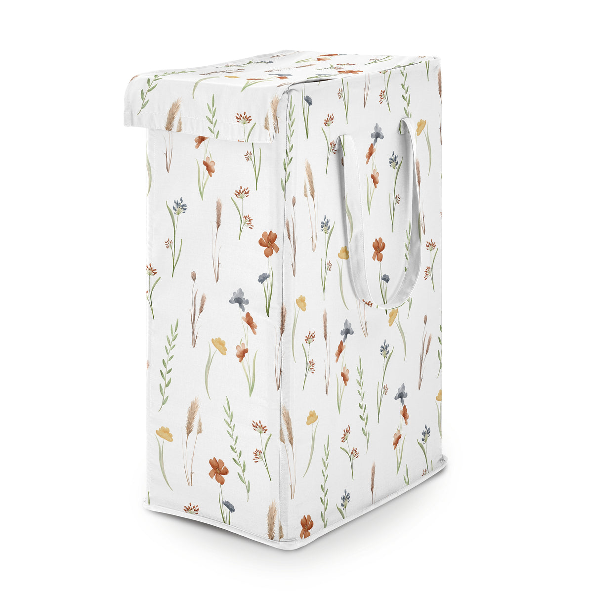 Watercolor Floral Garden Sage Green Collection Laundry Hamper with Handles