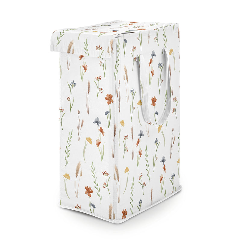 Watercolor Floral Garden Sage Green Collection Laundry Hamper with Handles