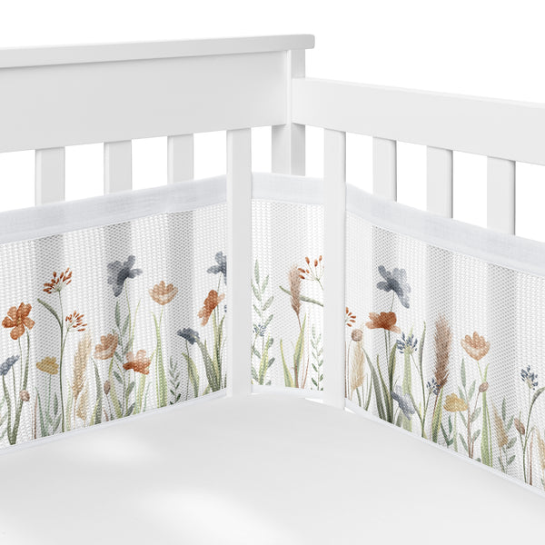 Watercolor Floral Garden Sage Green Collection Sweet Jojo Designs + BreathableBaby Breathable Mesh Crib Liner