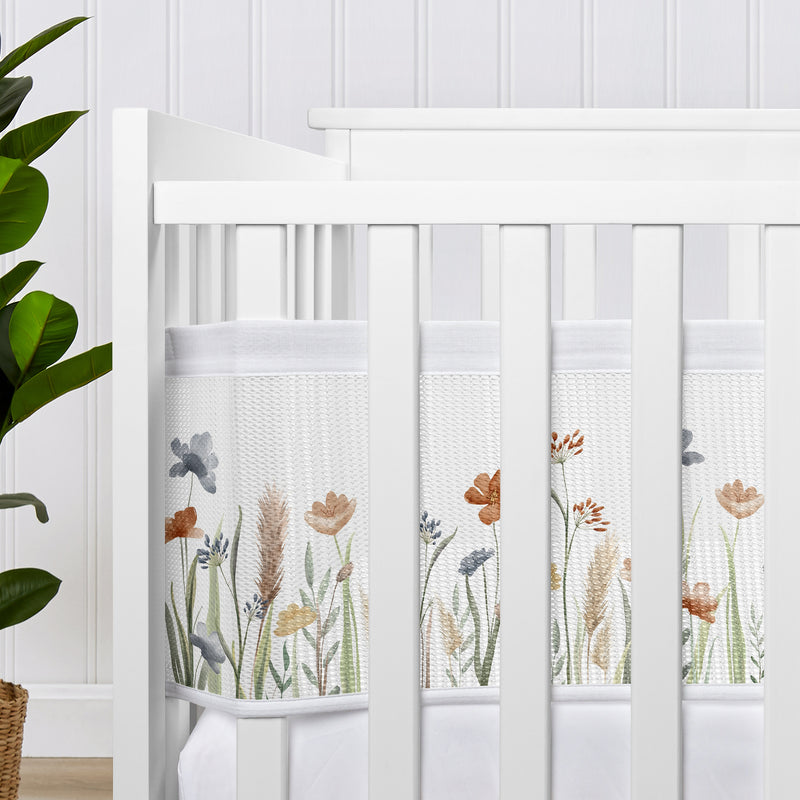 Watercolor Floral Garden Sage Green Collection Sweet Jojo Designs + BreathableBaby Breathable Mesh Crib Liner