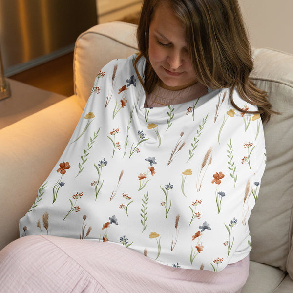 Watercolor Floral Garden Sage Green Collection Multi Use Baby Car Seat and Nursing Cover alternate view