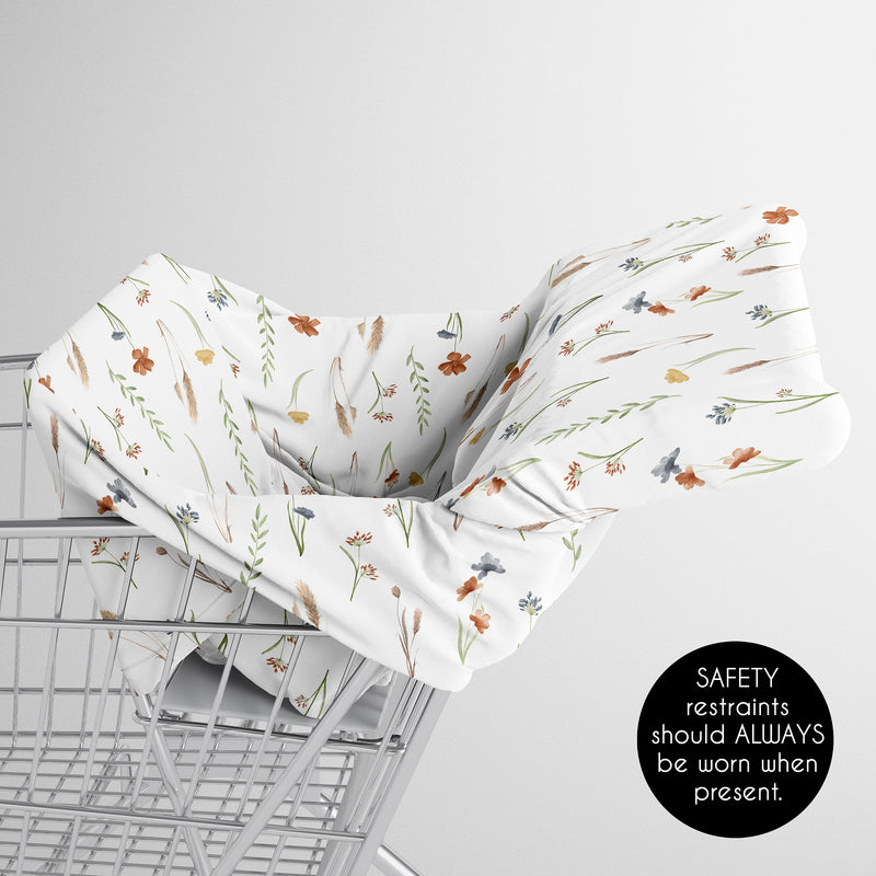 Watercolor Floral Garden Sage Green Collection Multi Use Baby Car Seat and Nursing Cover