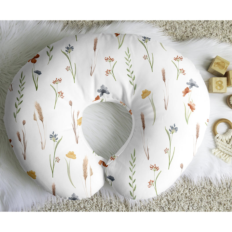 Watercolor Floral Garden Sage Green Collection Nursing Breastfeeding Pillow Cover