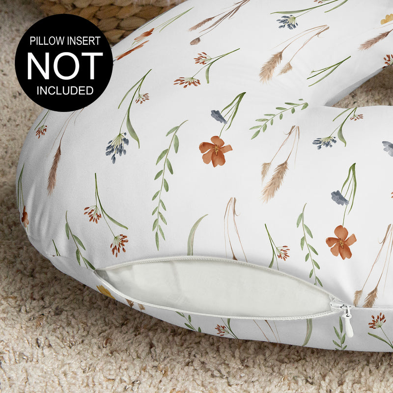 Watercolor Floral Garden Sage Green Collection Nursing Breastfeeding Pillow Cover