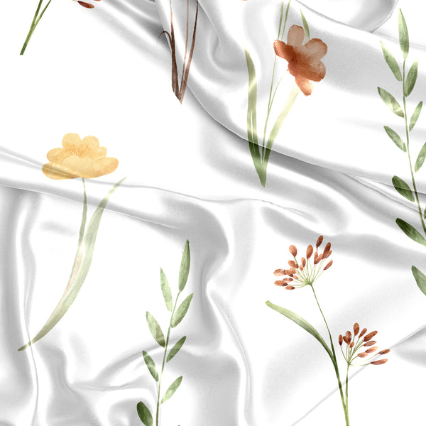 Watercolor Floral Garden Sage Green Collection Satin Fitted Crib Sheet alternate view