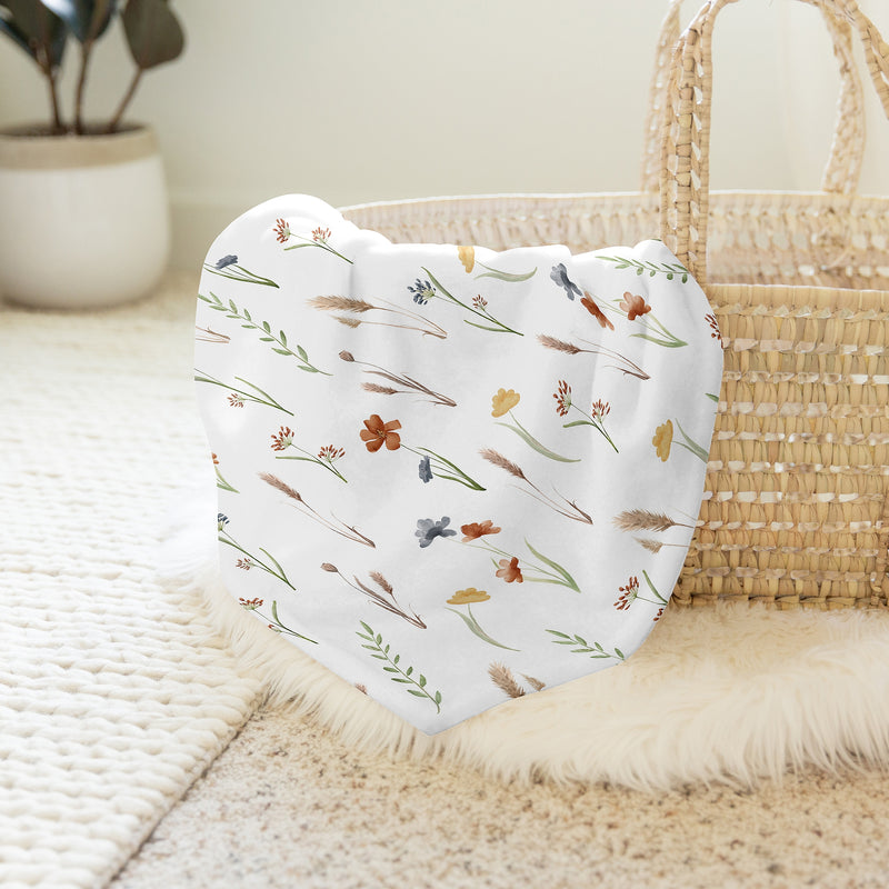 Watercolor Floral Garden Sage Green Collection Baby Swaddle Blanket