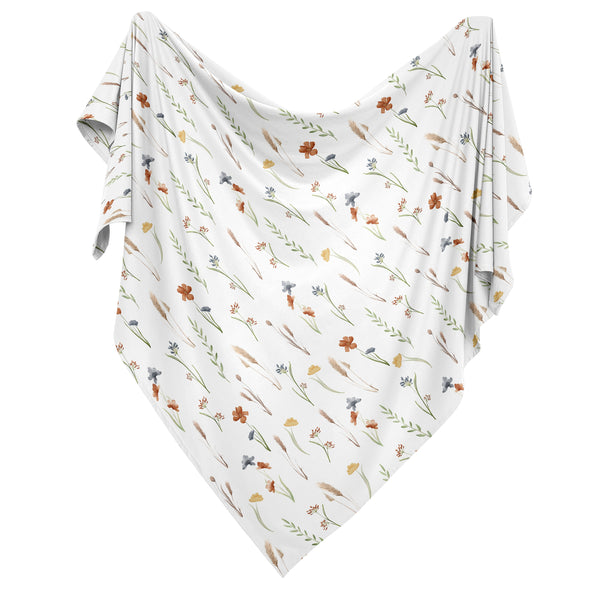 Watercolor Floral Garden Sage Green Collection Baby Swaddle Blanket alternate view