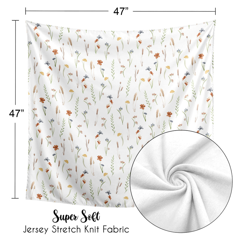 Watercolor Floral Garden Sage Green Collection Baby Swaddle Blanket