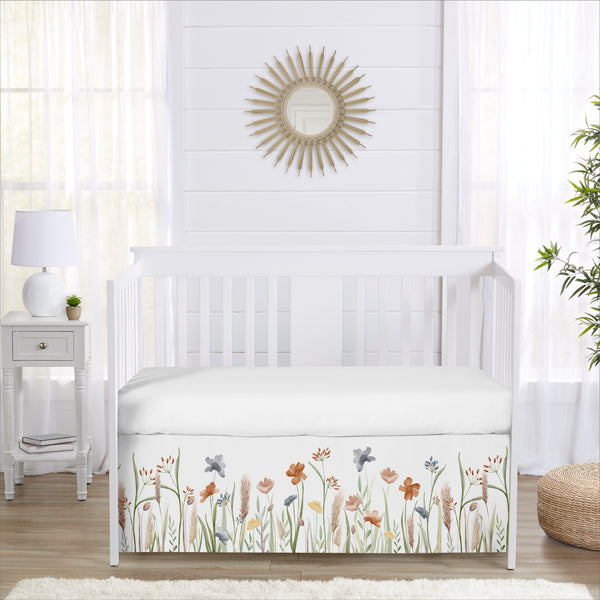 Watercolor Floral Garden Sage Green Collection Crib Bed Skirt alternate view