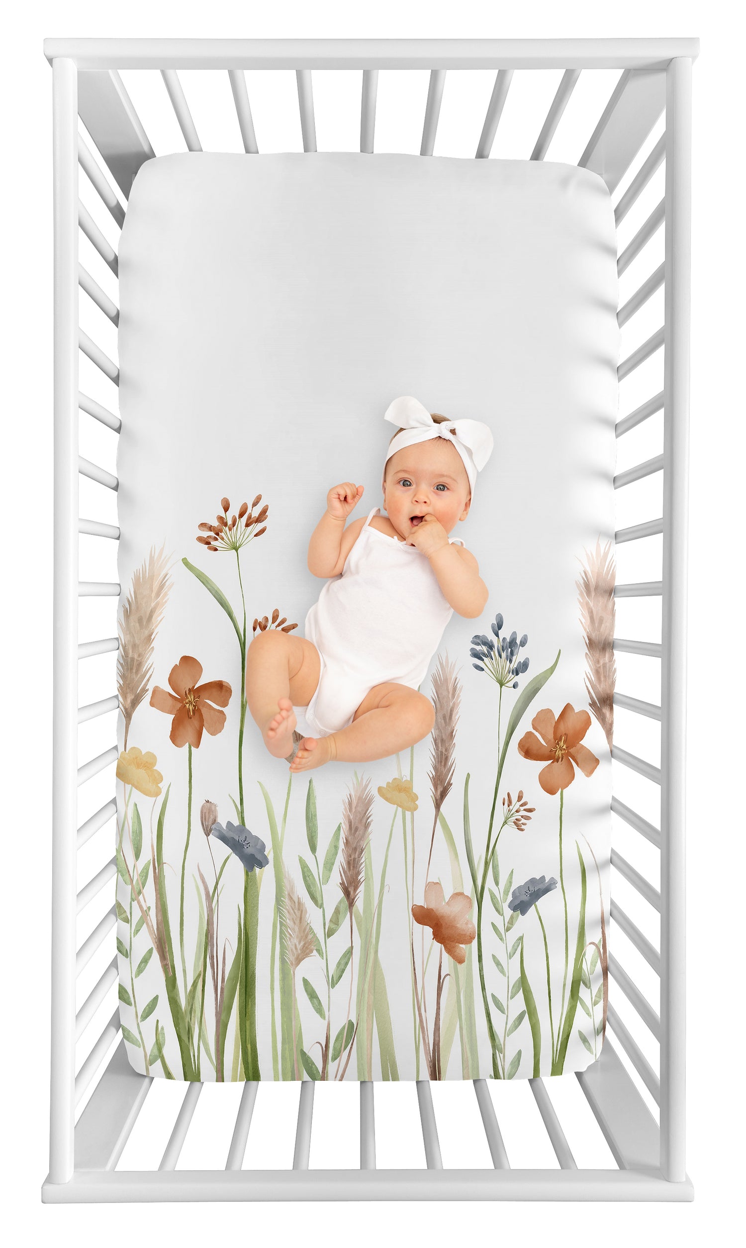 Watercolor Floral Garden Sage Green Collection Photo Op Crib Sheet
