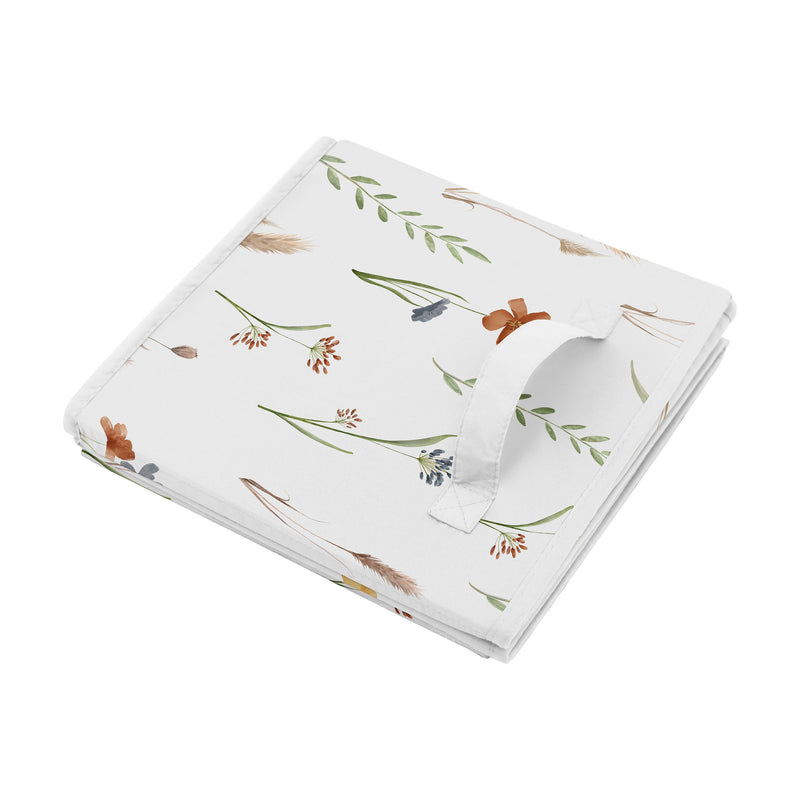 Watercolor Floral Garden Sage Green Collection Foldable Fabric Storage Bins