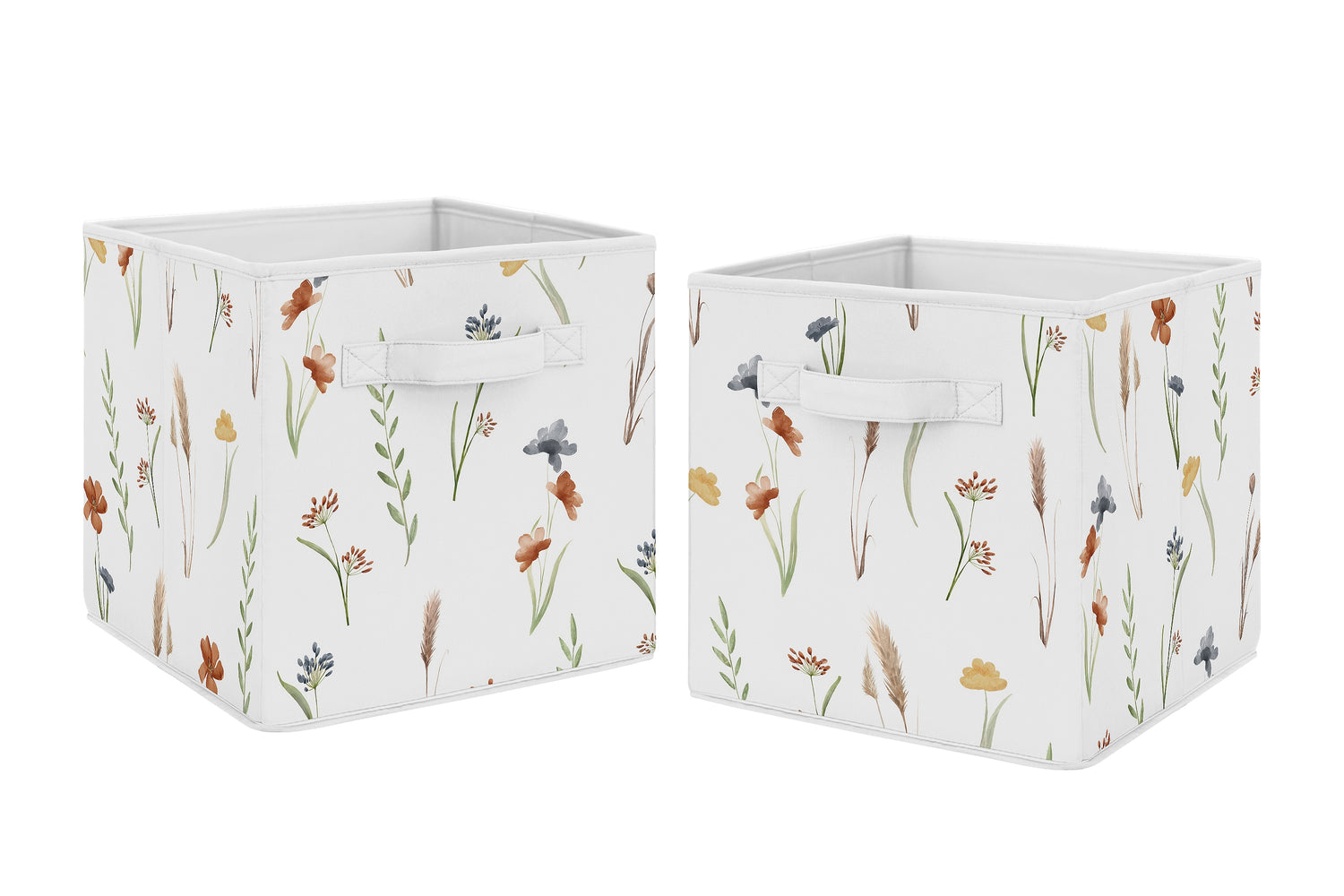 Watercolor Floral Garden Sage Green Collection Foldable Fabric Storage Bins
