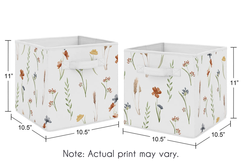 Watercolor Floral Garden Sage Green Collection Foldable Fabric Storage Bins