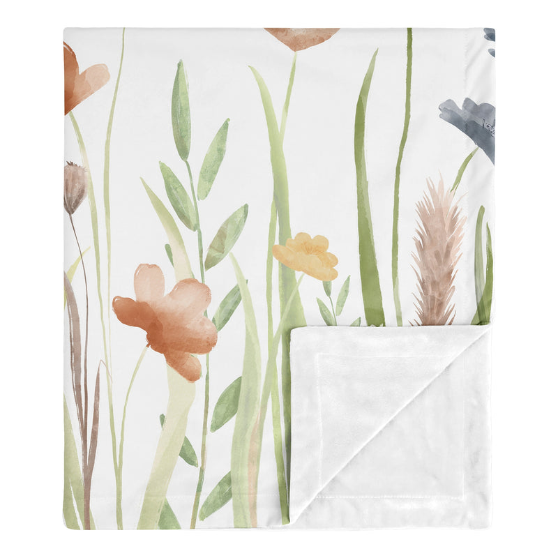 Watercolor Floral Garden Sage Green Collection Baby Blanket