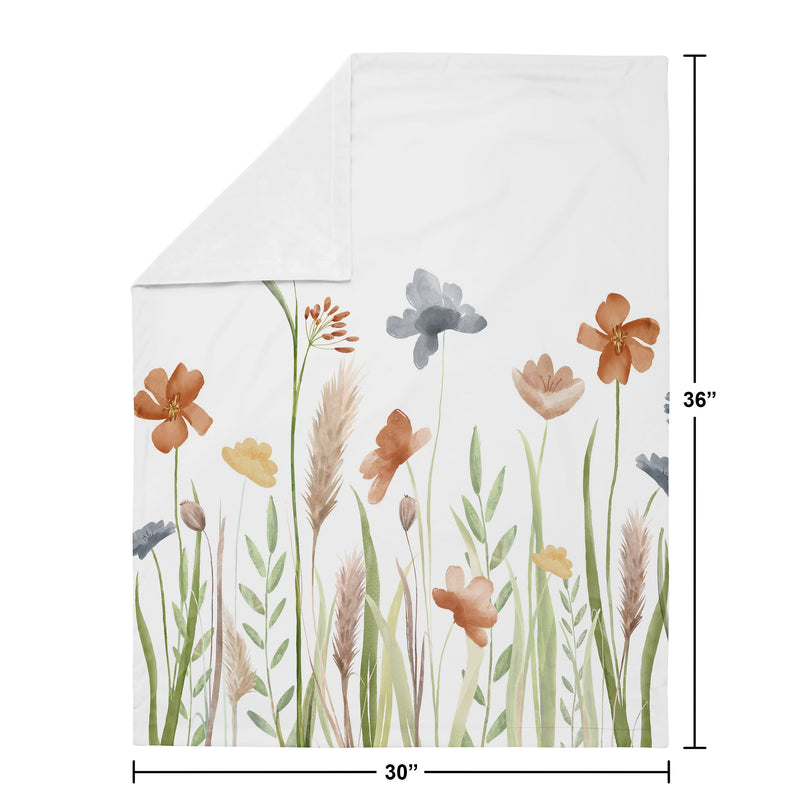 Watercolor Floral Garden Sage Green Collection Baby Blanket