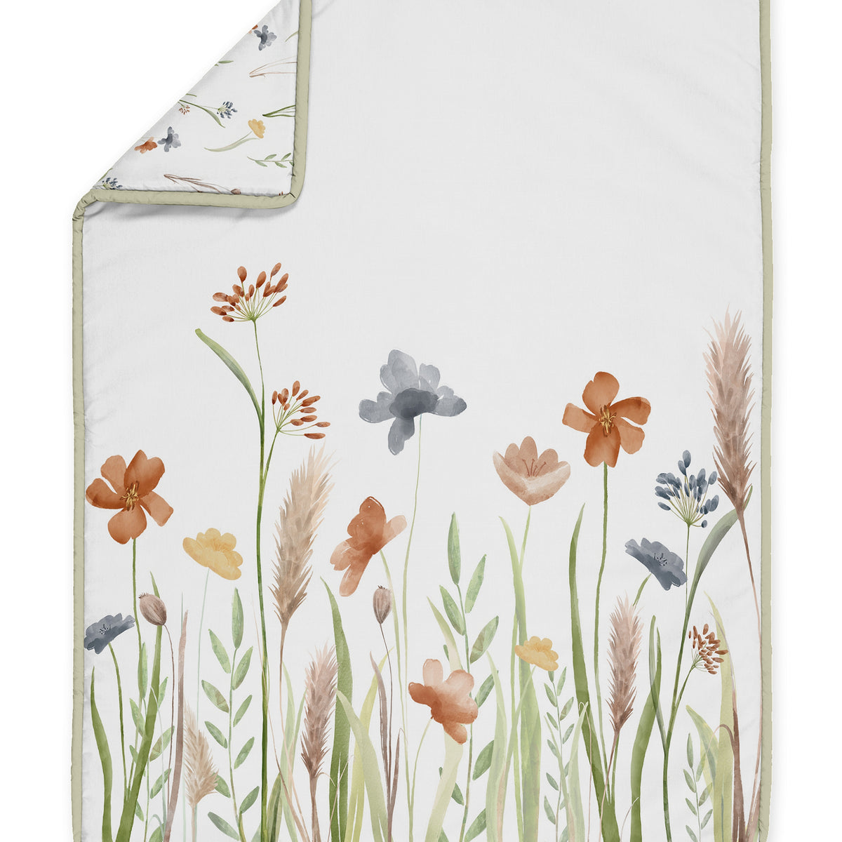 Watercolor Floral Garden Sage Green Collection Sweet Jojo Designs 6 Piece Crib Bedding + BreathableBaby Breathable Mesh Liner